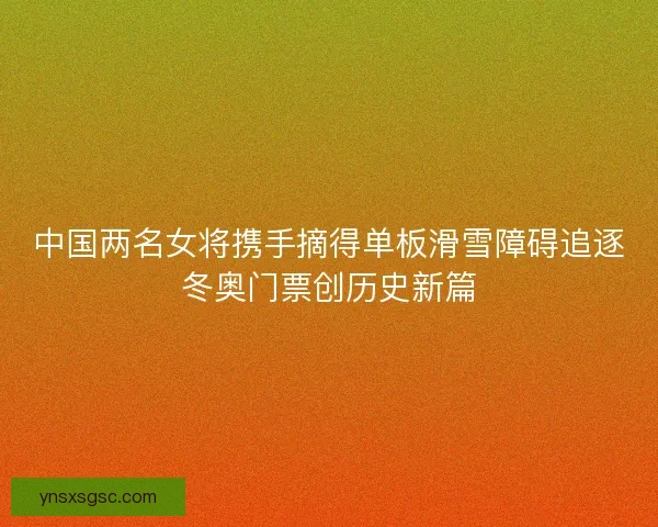 中国两名女将携手摘得单板滑雪障碍追逐冬奥门票创历史新篇